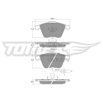 Kuva TOMEX brakes TX 14 23 Jarrupalat Etuakseli Sis. kulumisenilmaisimen AUDI: A6 C6 Avant, A4 B7 Allroad