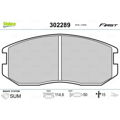Kuva VALEO 302289 Jarrupalat Etuakseli ilman kulumisenilmaisinta huudonvaimennuspeltiä MITSUBISHI: Lancer 6 Limousine, 5 Limousine