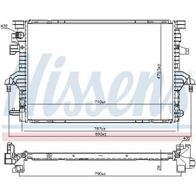 Kuva NISSENS 606088 Jäähdytin Alumiini 710 471 26 Jäähdytysrivat juotetut VOLKSWAGEN: Transporter 6, 6 Bus