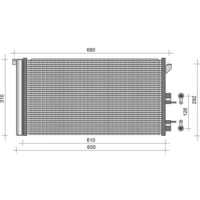 Kuva MAGNETI MARELLI 350203248000 Ilmastoinnin Lauhdutin Vedenerottimella 587x320x16 320 587 16 FIAT: Panda II Hatchback