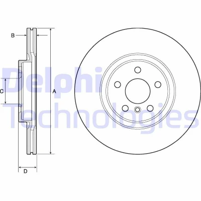 Kuva DELPHI BG4780C Jarrulevyt 330 24 5 Tuuletettu pinnoitettu käsittelemätön ilman pyöränlaakeria, ABS sensorirengasta BMW: 2 Gran Tourer