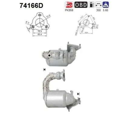Kuva AS 74166D Katalysaattori Euro 5 350mm NISSAN: Qashqai / Qashqai+2 I