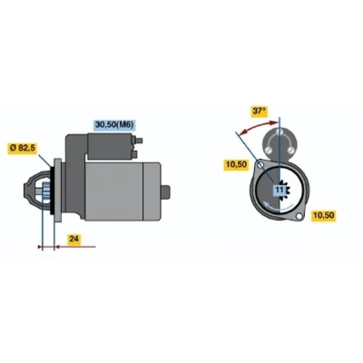 Kuva BOSCH 0 986 019 860 Starttimoottori 12V 2kW 11 30 links 82,5mm OPEL: Frontera A SUV