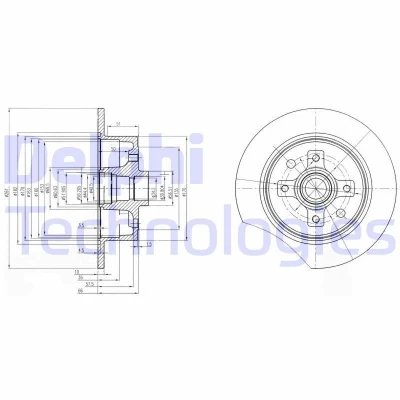 Kuva DELPHI BG2571 Jarrulevyt 261 10 4 täysi rasvattu käsittelemätön ilman pyöränlaakeria, ABS sensorirengasta OPEL: Kadett E Sedan, Vectra A Sedan