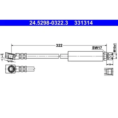 Kuva Jarruletku, Etuakseli, oikea OPEL, SAAB, VAUXHALL OE 4241444, 5 62 345, 350