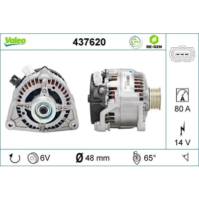 Kuva VALEO 437620 Laturi 14V 80A FORD: Focus Mk1 Hatchback, Farmari, Sedan