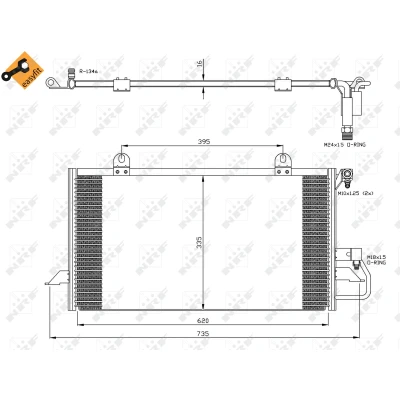 Kuva NRF EASY FIT 35248 Ilmastoinnin Lauhdutin Tiivisterenkaalla 14,6 8,6 Alumiini 620 AUDI: Coupe B3, 80 B4 Sedan