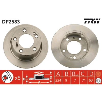Kuva TRW DF2583 Jarrulevyt 224 9 5 108 täysi Lakattu CITROËN: XM I Hatchback