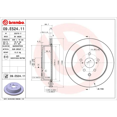 Kuva BREMBO Jarrulevy 309mm 18mm 5 tuuletettu sisältä pinnoitettu 09.E524.11 4243148080 Jarrulevyt