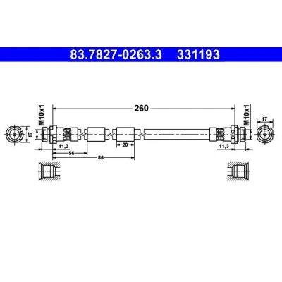 Kuva ATE 83.7827 0263.3 Jarruletku 260 FORD: FIESTA 6 Van,