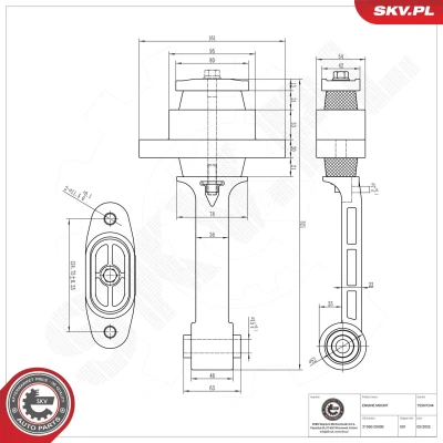 Kuva ESEN SKV 75SKV244 Moottorin Kumityyny Takana Kumimetallilaakeri Alumiini, Kumi 321mm 54mm