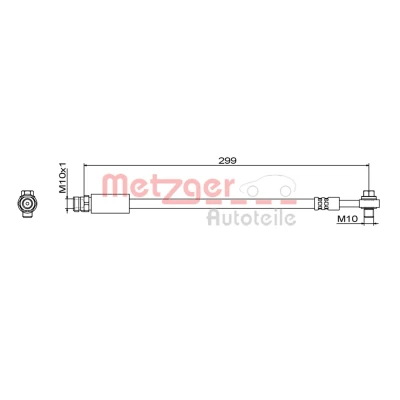 Kuva METZGER 4111827 Jarruletku Taka akseli, vasen, oikea 299 M10 x 1