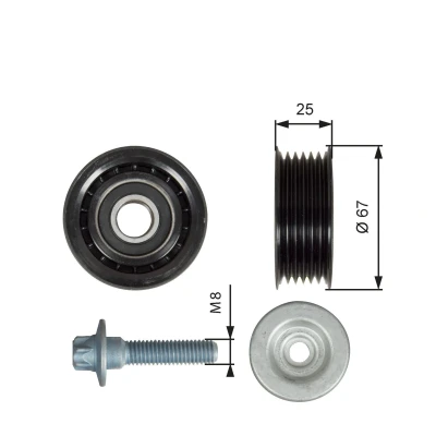 Kuva GATES T36619 Ohjainrulla FleetRunner Micro V Stretch Fit urilla MERCEDES BENZ: E sarja Sedan, T modell, S Sedan