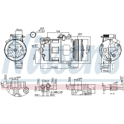 Kuva NISSENS 89422 Ilmastoinnin Kompressori CSV613 12 PAG 46 R 134a BMW: 3 Sedan, 5 Touring, Sedan