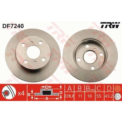 Kuva TRW DF7240 Jarrulevyt 229 11 4 100 täysi Lakattu