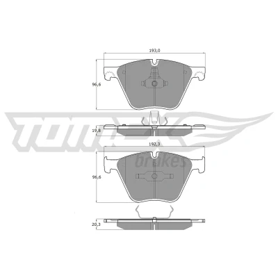 Kuva TOMEX brakes TX 19 45 Jarrupalat Etuakseli Kulumisenilmaisemelle BMW: X5, 7, 5 GT