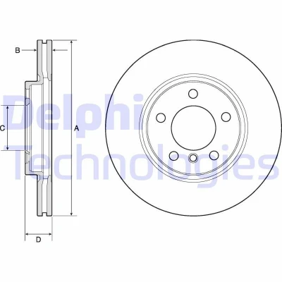 Kuva DELPHI BG4771C Jarrulevyt 307 24 5 Tuuletettu pinnoitettu hiiliteräs ilman pyöränlaakeria, ABS sensorirengasta MINI: Countryman