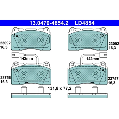Kuva ATE Ceramic 13.0470 4854.2 Jarrupalat Sis. kulumisenilmaisimen ALFA ROMEO: Giulietta Hatchback, Van