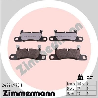 Kuva ZIMMERMANN 24721.970.1 Jarrupalat Kulumisenilmaisemelle Valokuva vastaa toimituslaajuutta VOLKSWAGEN: Touareg II, PORSCHE: Cayenne