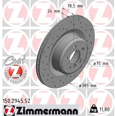 Kuva ZIMMERMANN SPORT COAT Z 150.2945.52 Jarrulevyt 385 24 6/5 5 120 tuuletettu sisältä, reijitetty pinnoitettu hiiliteräs BMW: X5, X6