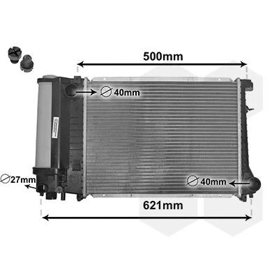 Kuva VAN WEZEL 06002135 Jäähdytin Alumiini 440 327 33 *** IR PLUS tulpalla Jäähdytysrivat juotetut BMW: 5 Sedan, 3 Coupe