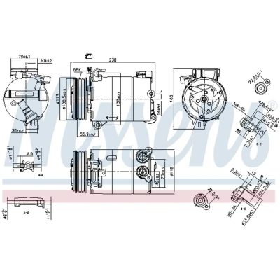 Kuva NISSENS 890213 Ilmastoinnin Kompressori VS16 12 PAG 46 R 134a VOLVO: V70 3, S80 II, V60 I, FORD: MONDEO 4 Turnier, S Max Mk1, Galaxy Mk2 MPV
