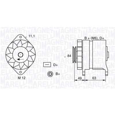 Kuva MAGNETI MARELLI 063321044010 Laturi 12V 55A IVECO: DAILY 2 Pritsche/Fahrgestell, Kasten/Kombi, FIAT: Uno Hatchback, 131 Sedan