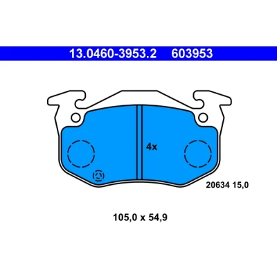 Kuva ATE 13.0460 3953.2 Jarrupalat Ilman kulumisenilmaisinta RENAULT: TWINGO 1