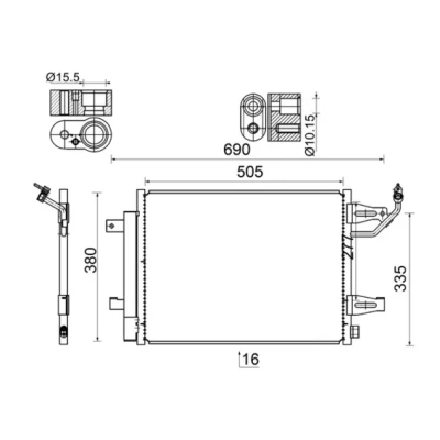 Kuva MAHLE ORIGINAL AC 509 000S Ilmastoinnin Lauhdutin Vedenerottimella 16 10,15 505 MITSUBISHI: COLT 6
