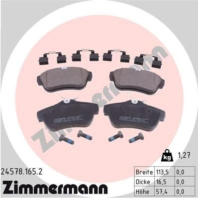 Kuva ZIMMERMANN 24578.165.2 Jarrupalat Ruuveilla Valokuva vastaa toimituslaajuutta, Jousella CITROËN: Jumpy II MPV, Van, PEUGEOT: Expert Van