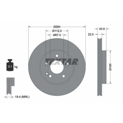 Kuva TEXTAR 92059405 Jarrulevyt MERCEDES BENZ: C sarja Sedan, T modell