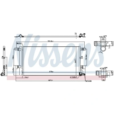 Kuva NISSENS 941076 Ilmastoinnin Lauhdutin Vedenerottimella Alumiini 678 R 134a AUDI: A4 B9 Allroad