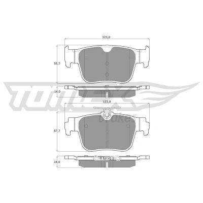 Kuva TOMEX brakes TX 60 10 Jarrupalat Taka akseli Ei kulumisenilmaisimelle SKODA: Octavia IV Combi, VOLKSWAGEN: Golf VIII Hatchback, Caddy V Kombi