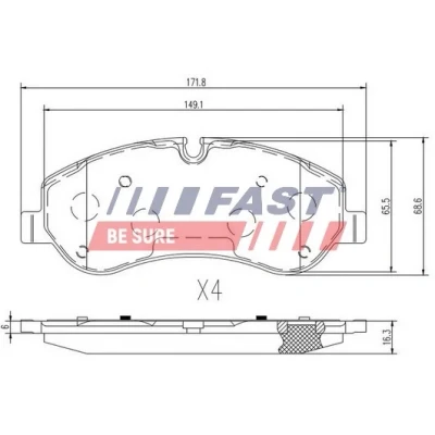 Kuva FAST FT29549 Jarrupalat Etuakseli kulumisanturilla FORD: Transit V363 Van, Custom V362 Bussi