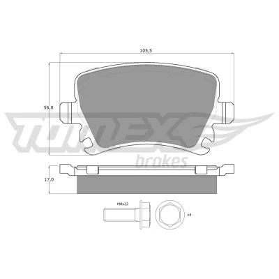 Kuva TOMEX brakes TX 13 95 Jarrupalat Taka akseli VOLKSWAGEN: Passat B6 Variant, B7 Golf 6, AUDI: A6 C6 Avant, A4 Allroad