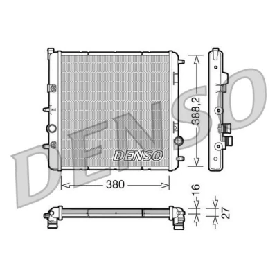 Kuva DENSO DRM07003 Jäähdytin Alumiini 380 388 16 PEUGEOT: 207 Hatchback