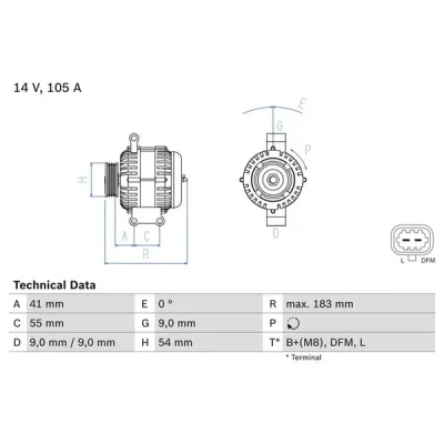 Kuva BOSCH 0 986 084 190 Laturi 14V 105A OPEL: Corsa D Hatchback