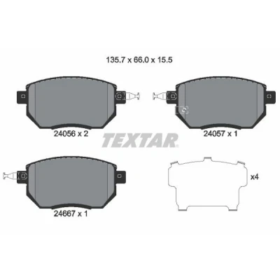 Kuva TEXTAR 2405601 Jarrupalat akustisella kulumavaroittimella NISSAN: Pathfinder 3, Murano I, II, INFINITI: FX SUV, M35 III