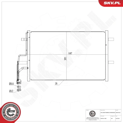 Kuva ESEN SKV 86SKV622 Ilmastoinnin Lauhdutin ilman vedenerotinta Alumiini 647mm
