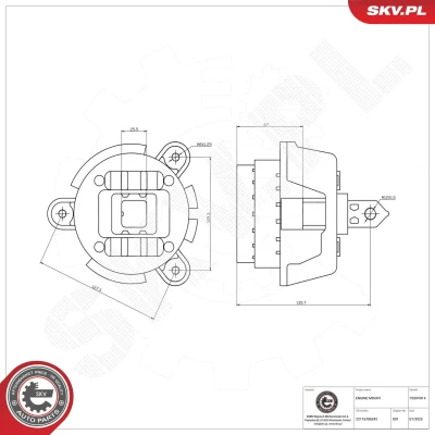 Kuva ESEN SKV 75SKV014 Moottorin Kumityyny Oikea Hydrolaakeri Kumi, Muovi 170mm 136mm BMW: 7 (F01, F02, F03, F04) 740 i, Li 2008 2012