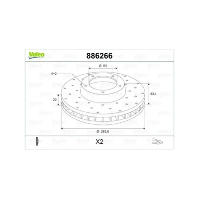 Kuva 2x VALEO Jarrulevy FIAT: BRAVO 2, Linea, Stilo Hatchback, ABARTH: 500 / 595 695 LANCIA: DELTA 1, 3 886266