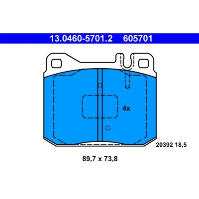 Kuva ATE 13.0460 5701.2 Jarrupalat Kulumisenilmaisemelle, Ilman kulumisenilmaisinta VOLKSWAGEN: LT 28 35 I Flatbed Kuorma auto / Alusta, Bussi