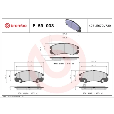 Kuva BREMBO P 59 033 Jarrupalat Kulumisenilmaisemelle Ilman tarvikkeita OPEL: Frontera B SUV