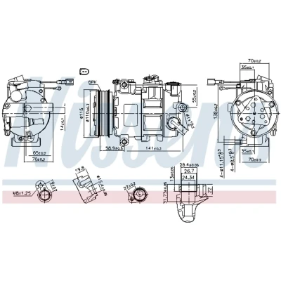 Kuva NISSENS 890620 Ilmastoinnin Kompressori 6SAS14C 12 PAG 46 R 134a
