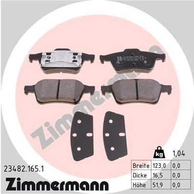 Kuva ZIMMERMANN 23482.165.1 Jarrupalat Kulumisenilmaisemelle Valokuva vastaa toimituslaajuutta RENAULT: LAGUNA 2 Grandtour, 2, MEGANE