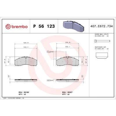 Kuva BREMBO P 56 123 Jarrupalat Sis. kulumisenilmaisimen Jarrusatulan ruuveilla Tarvikkeilla NISSAN: Cabstar