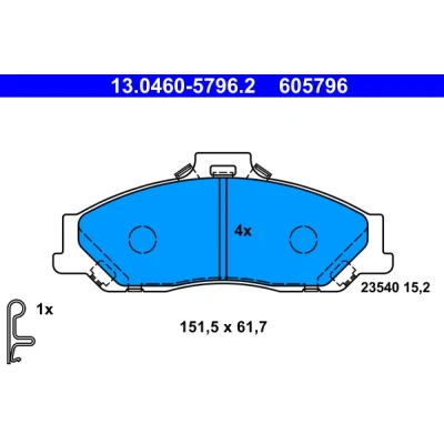 Kuva ATE 13.0460 5796.2 Jarrupalat akustisella kulumavaroittimella Tarvikkeilla FORD: Ranger Mk2, MAZDA: B sarja Pick up