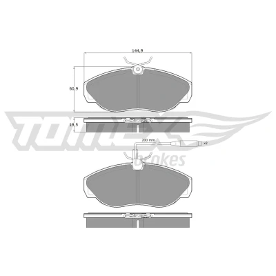 Kuva TOMEX brakes TX 11 72 Jarrupalat Etuakseli Sis. kulumisenilmaisimen FIAT: Ducato II Flatbed Kuorma auto/Alusta, Bussi, CITROËN: Jumper I Van