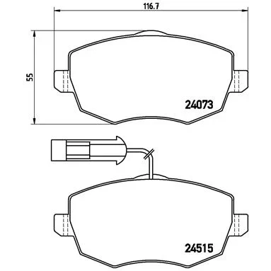 Kuva BREMBO P 23 127 Jarrupalat Sis. kulumisenilmaisimen Jarrusatulan ruuveilla Tarvikkeilla
