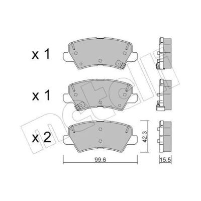 Kuva METELLI 22 1166 0 Jarrupalat akustisella kulumavaroittimella KIA: Picanto III